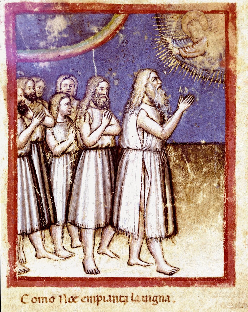 Dieu bénit Noé et sa famille, survivants du Déluge - Unknown artist