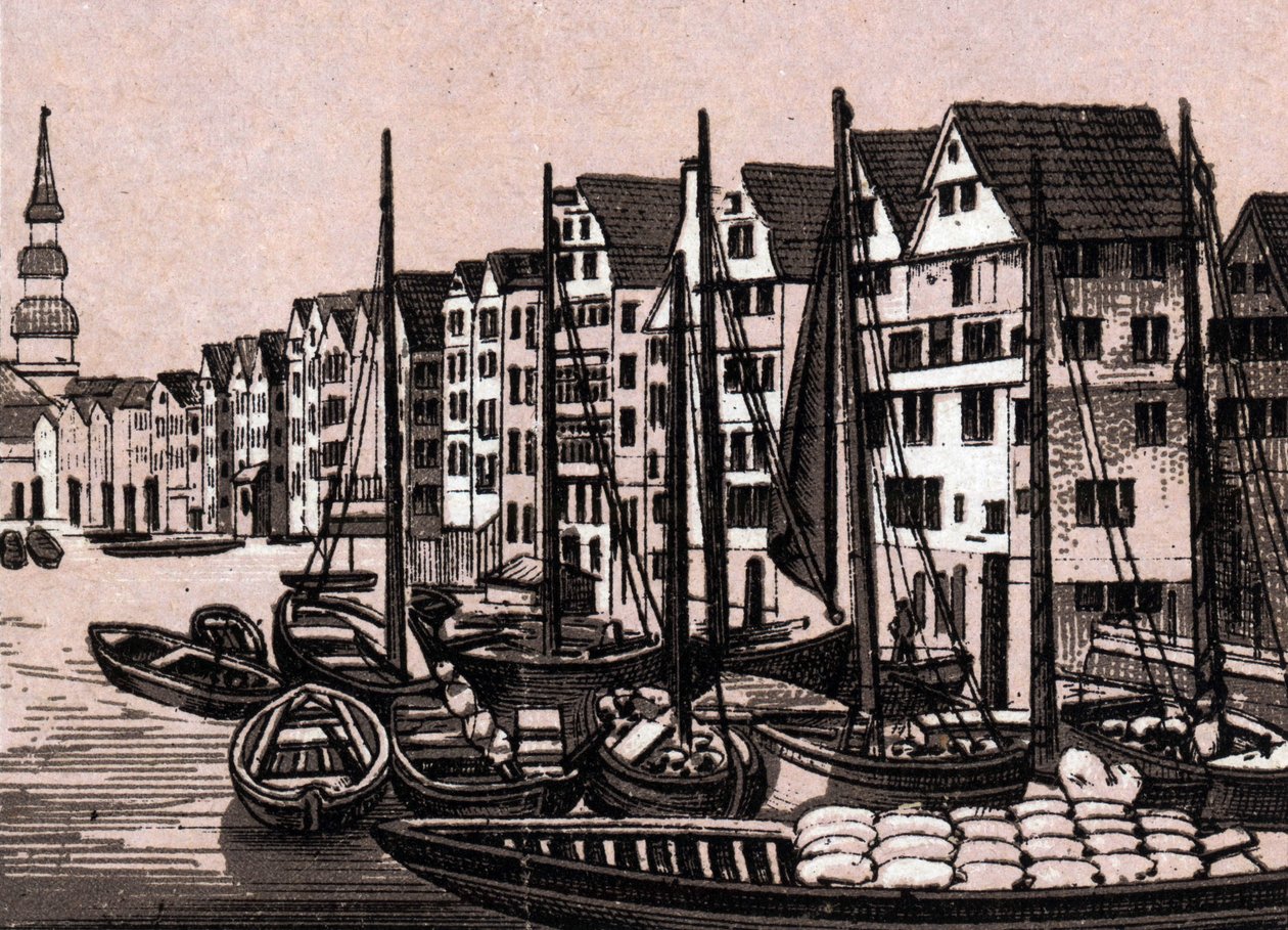 Hambourg, Allemagne : vue de Wandrahmfleeth - Unknown artist