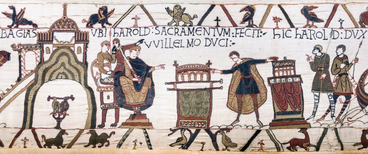 Harold prête un serment sacré à Guillaume à Bayeux, Tapisserie de Bayeux - Unknown artist