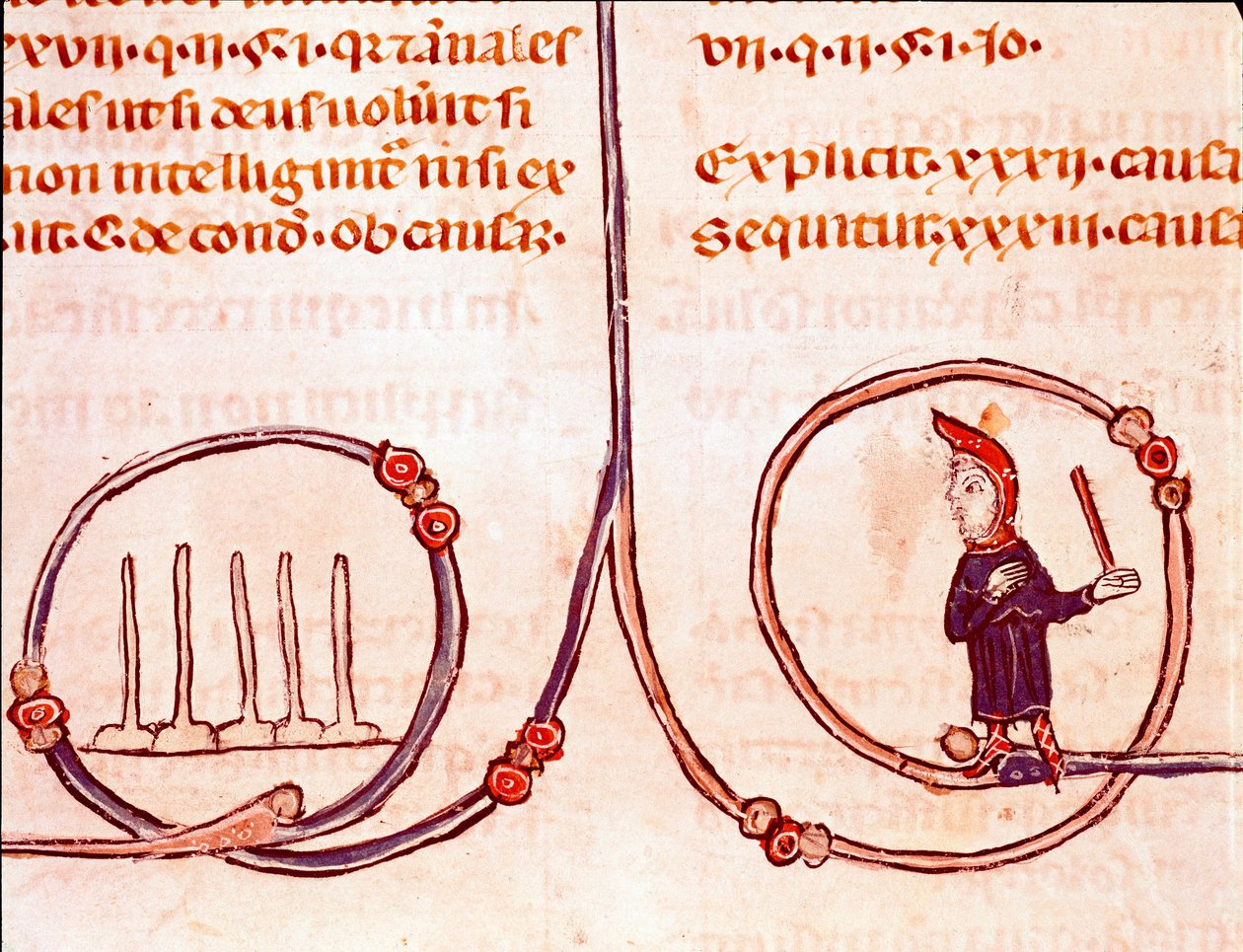Histoire du droit canonique : Le jeu de quilles Miniature du Décret de Gratien (Concordia discordantium canonum ou Decretum Gratiani) datant de 1140 et régulant les lois et canons de l