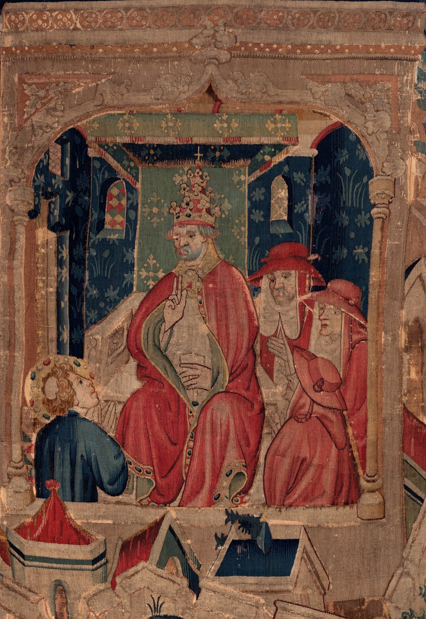 Histoire de Saint Piat et Saint Éleuthère, Scène 9 : Saint Éleuthère est confirmé comme évêque de Tournai (détail) - Unknown artist