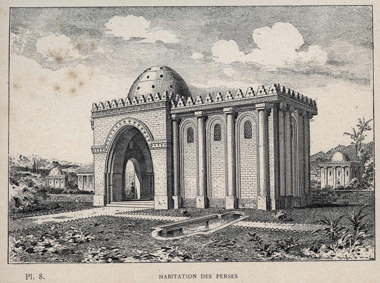Logement des Perses - gravure de 1889 dans 