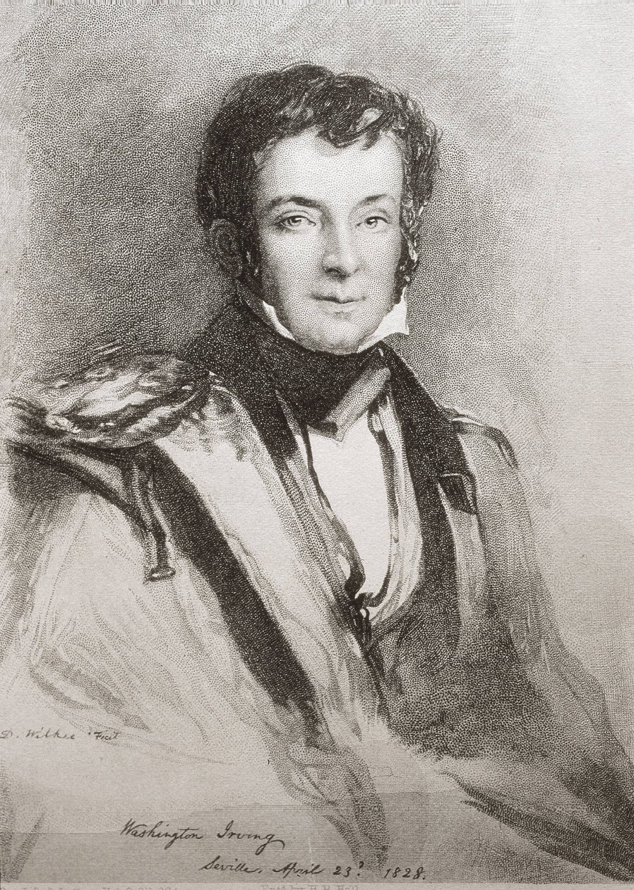 IRVING, Washington (1783-1859). Romancier et historien américain. Portrait réalisé à Séville (1828). Lithographie. - Unknown artist