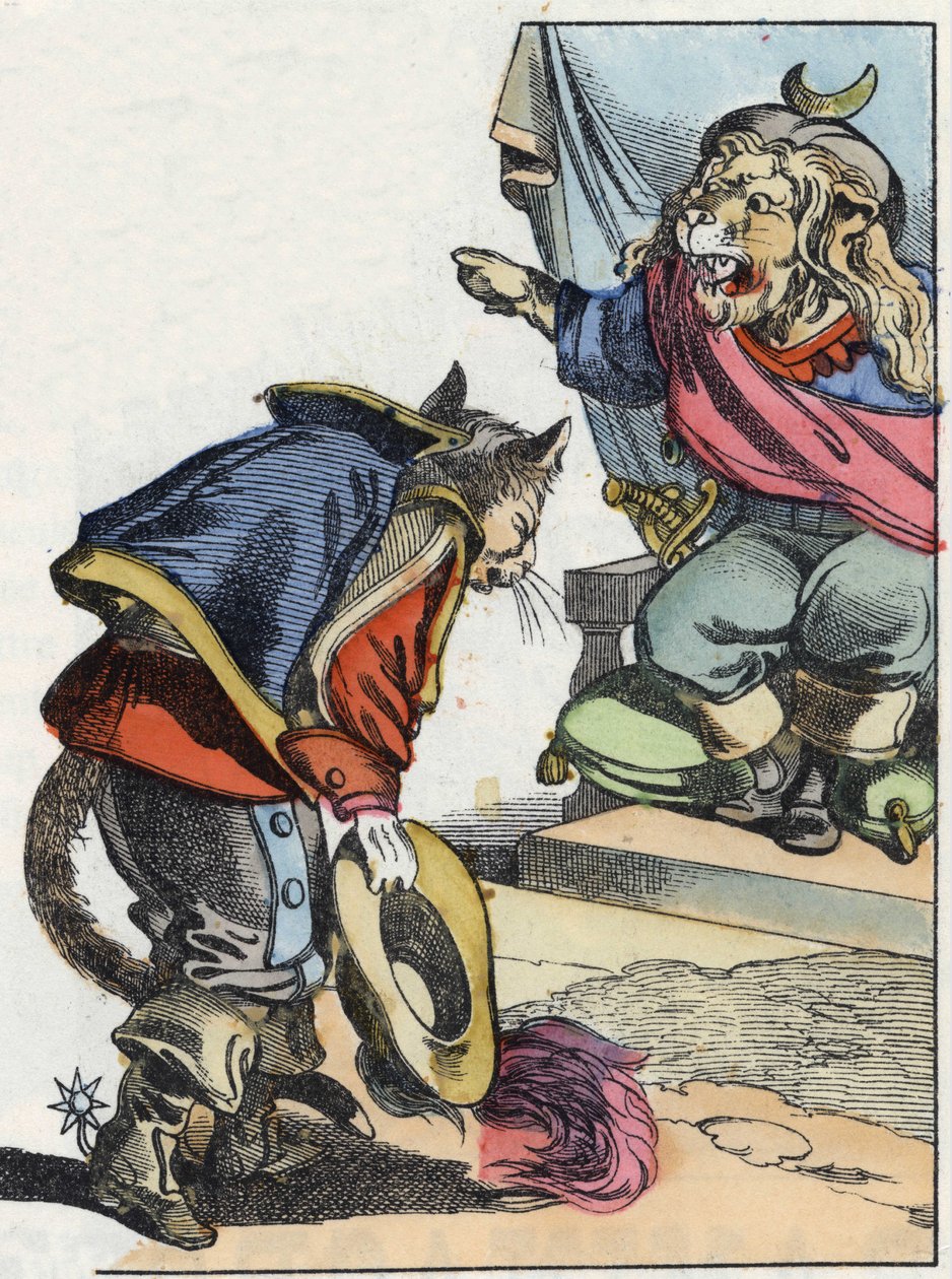 Illustration du conte « Le terrible Raminagrobis et les souris ». Dans « Contes de la maison pour les petits ». Gravure anonyme du XIXe siècle - Unknown artist