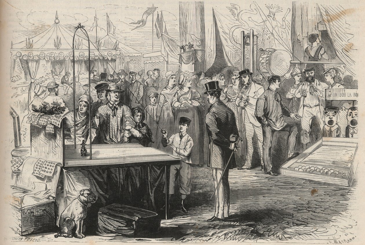 Le prince impérial Eugène Louis Joseph (1856-1879) à la fête de Fontainebleau. Il essaie de décoiffer une marionnette à l