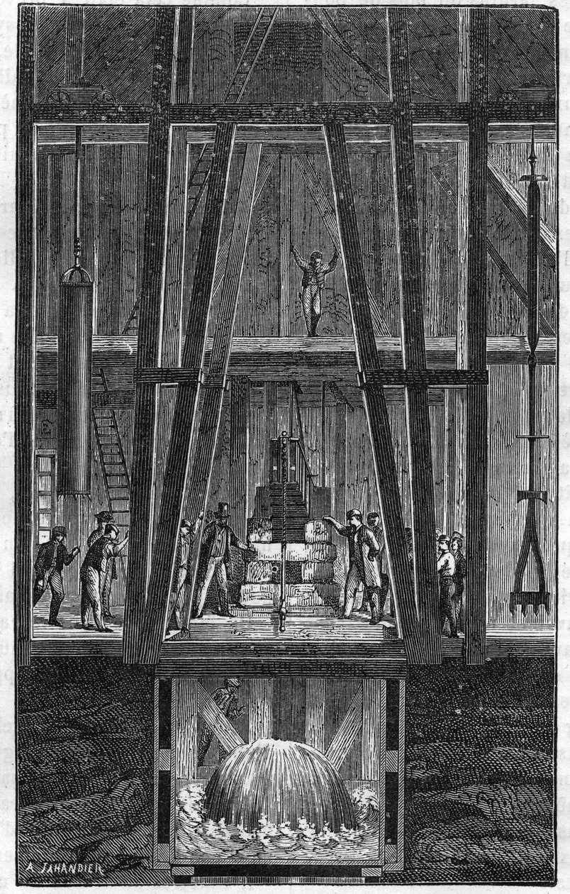 Intérieur du puits artésien de Passy en 1888 dans "Le Journal de la Jeunesse" de 1888. - Unknown artist