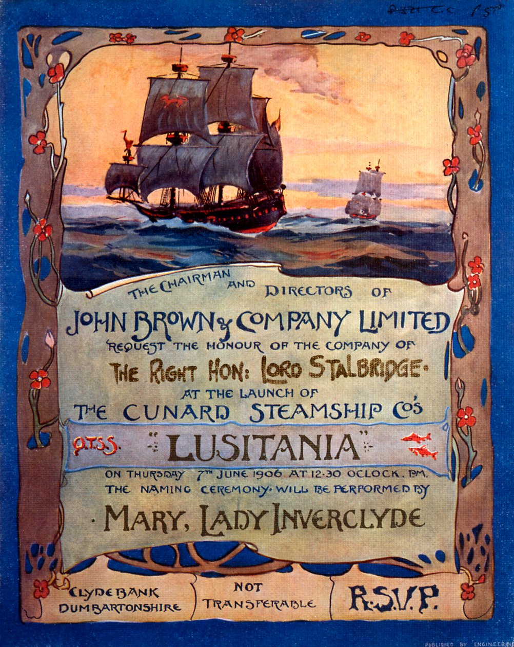 Invitation de Lord Stalbridge à assister au lancement du RMS Lusitania - Unknown Artist