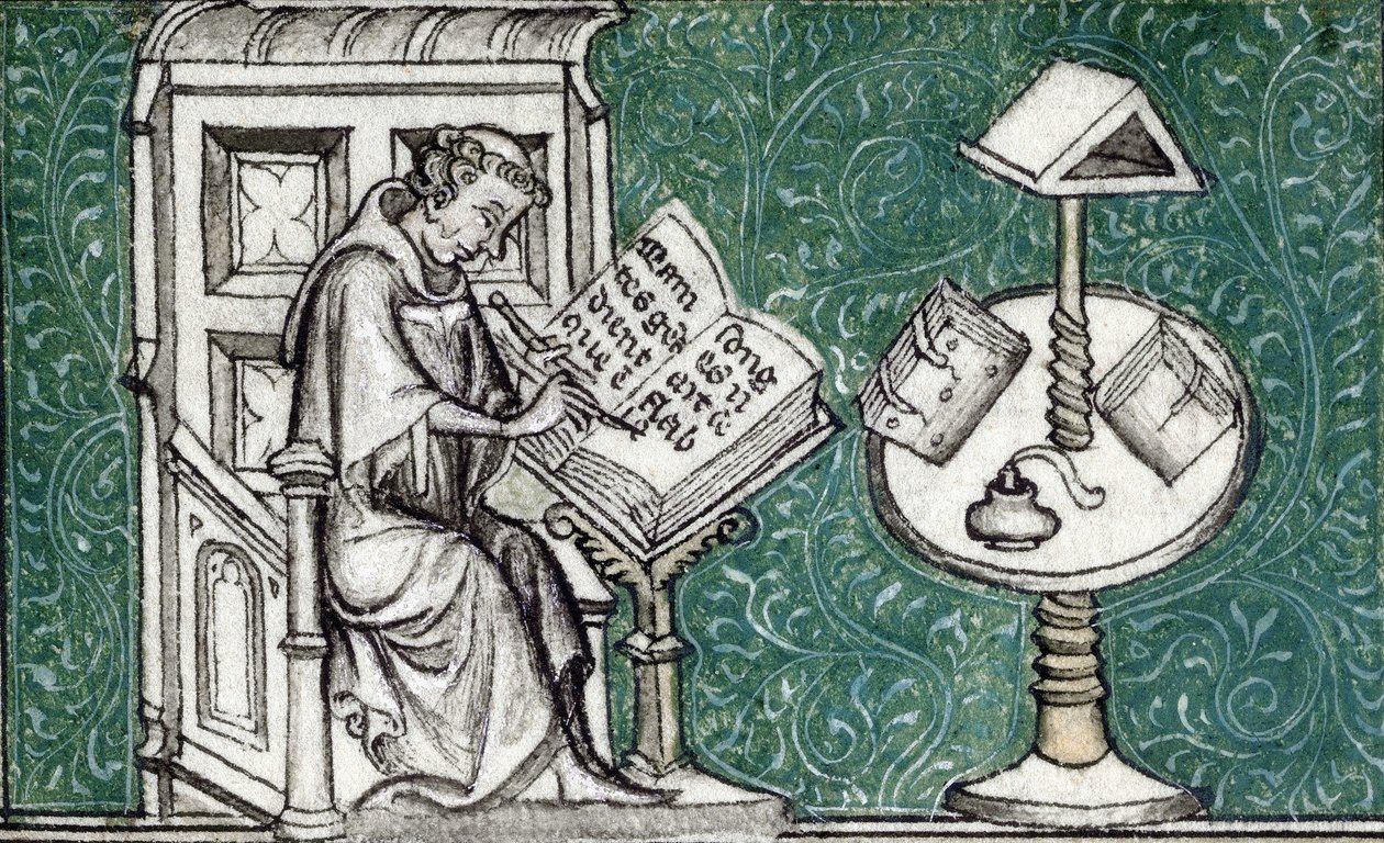 Jean de Meun composant le Roman de la Rose, c.1380 (miniature) - Unknown artist