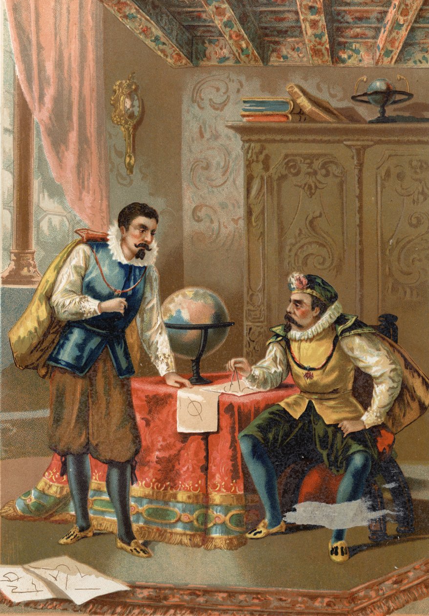 Johannes Kepler (Keppler) (1571 - 1630) avec Tycho Brahe (1546-1601), astronomes, Prague en 1600 - d