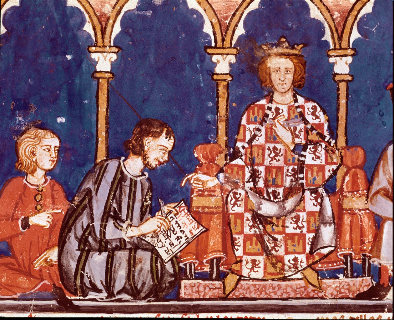 Le roi Alphonse X le sage assiste un scribe (détail) - Unknown artist