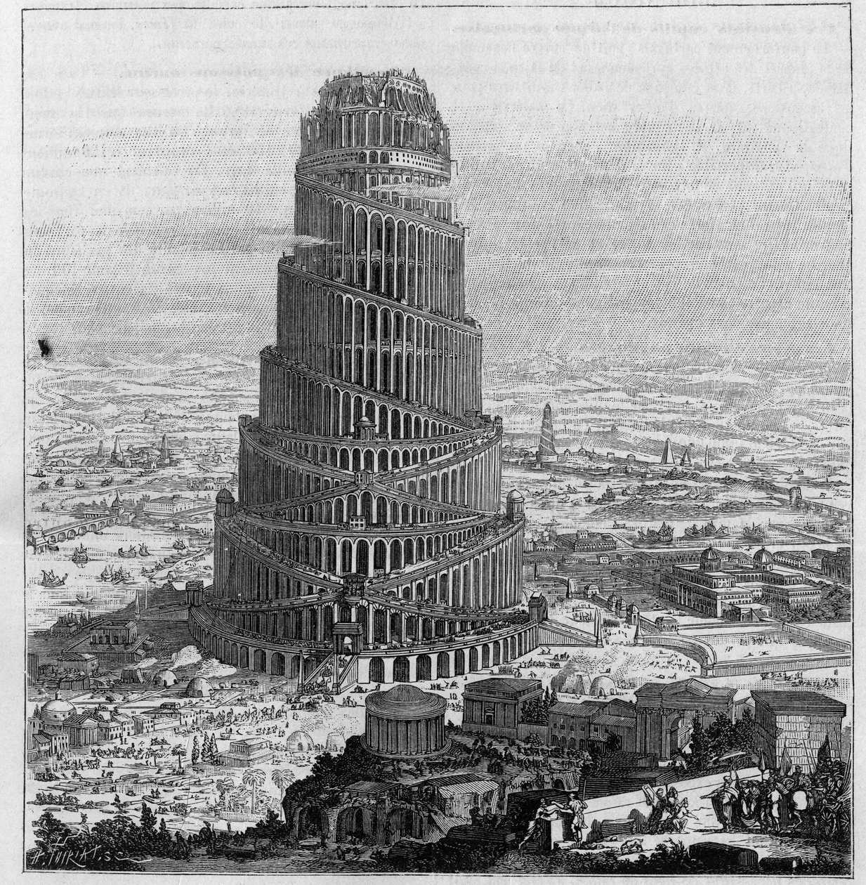 La Tour de Babel (gravure réduite de « Turris Babel ») - Unknown artist