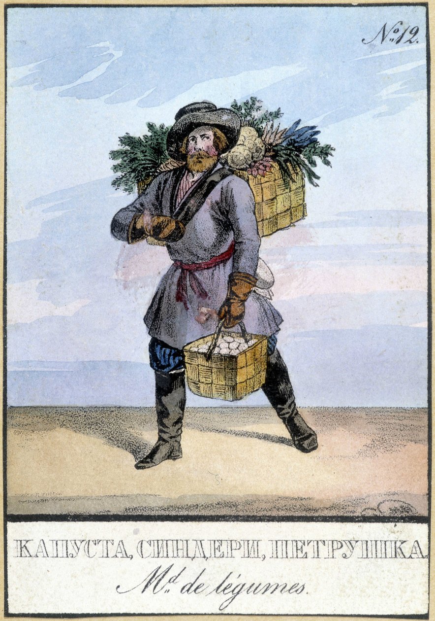 Marchand de légumes en Russie au 19ème siècle - Unknown artist