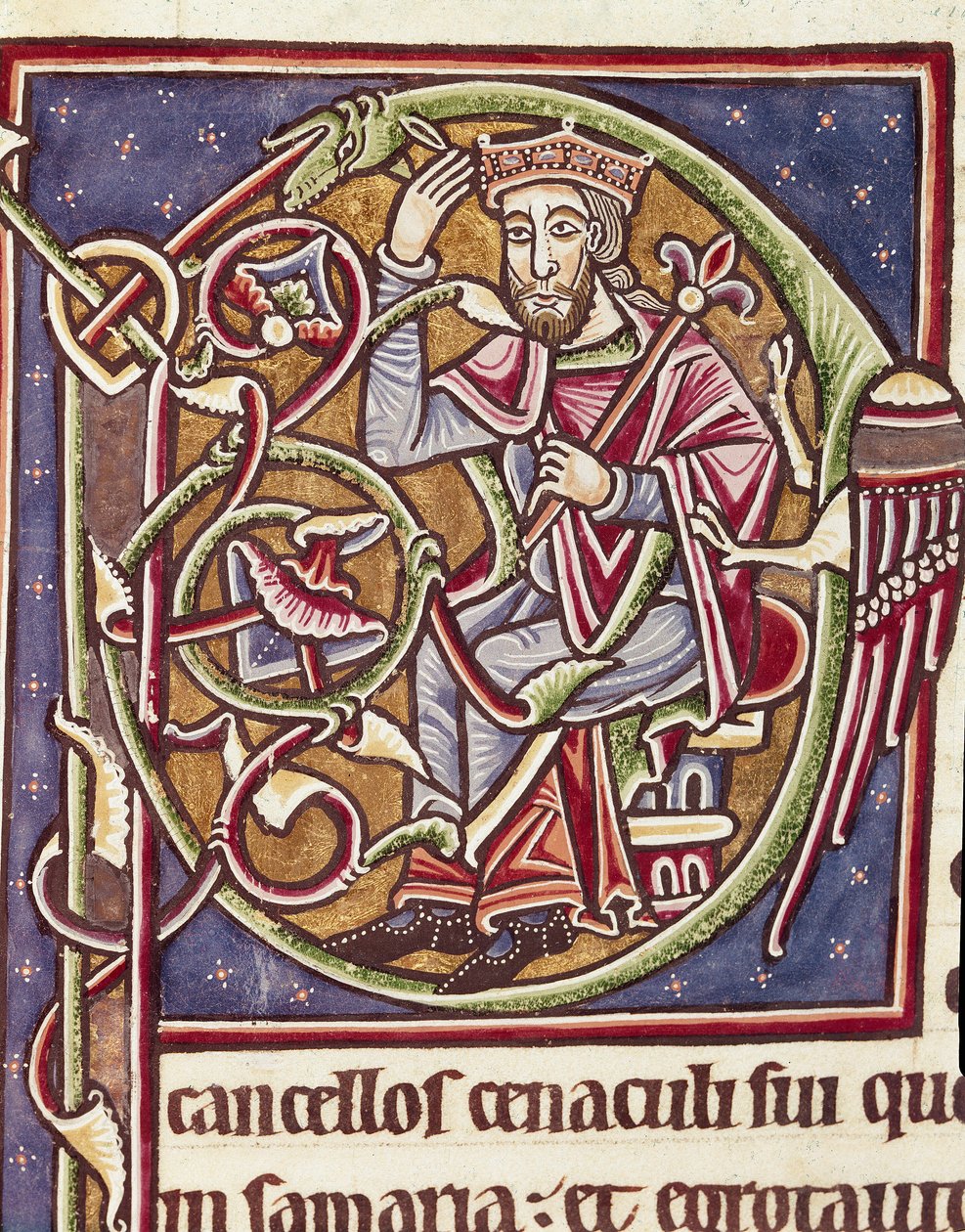 Lettrine P décorée de la représentation du roi de la terre de Moab - Unknown artist