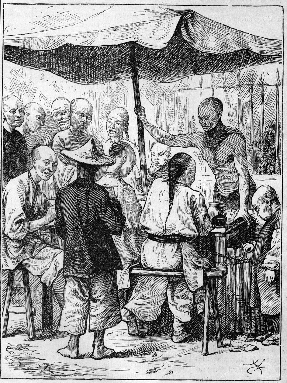 La vie en Chine au XIXe siècle : Restauration en plein air. - Unknown artist