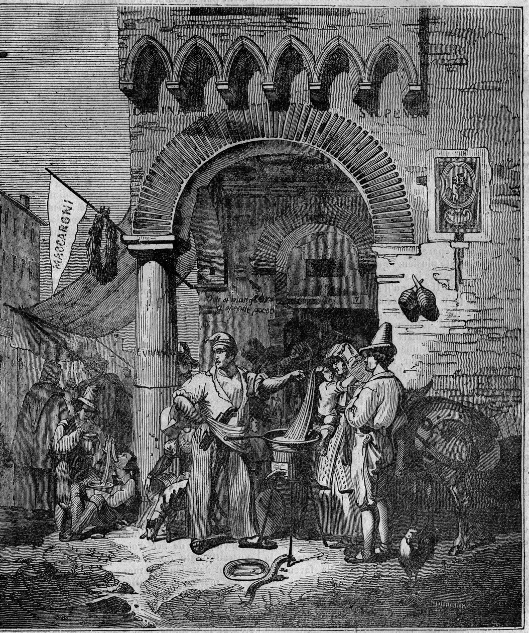Marchand de pâtes macaroni à Naples au 19ème siècle. - Unknown artist