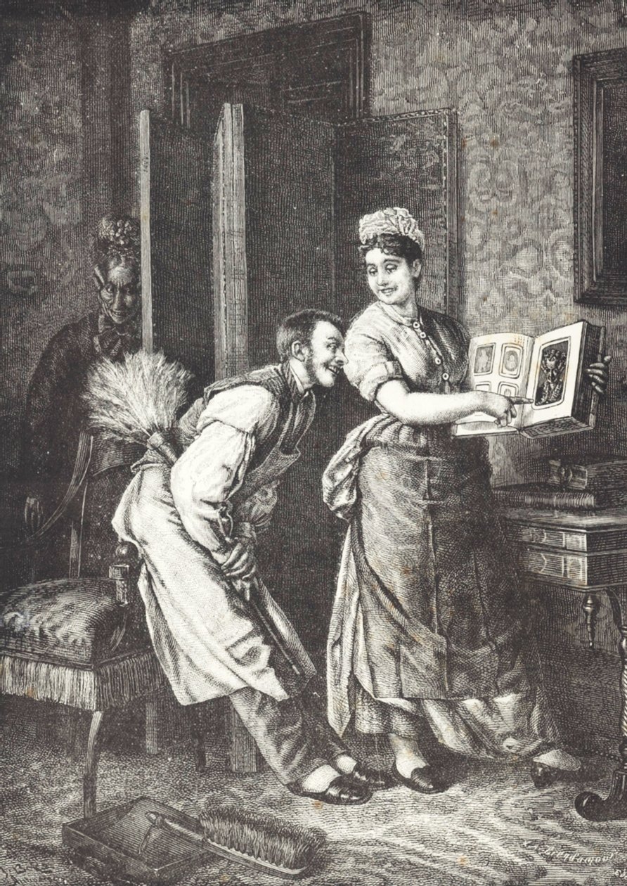 Bonne prenant des libertés et entendue par la maîtresse de maison (lithographie) - Unknown artist