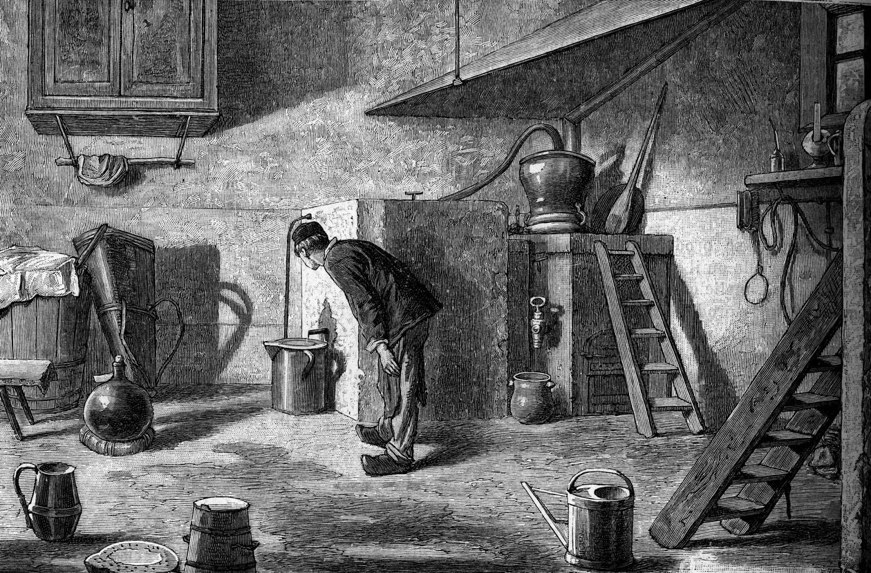 Fabrication du kirsch : distillation, château d
