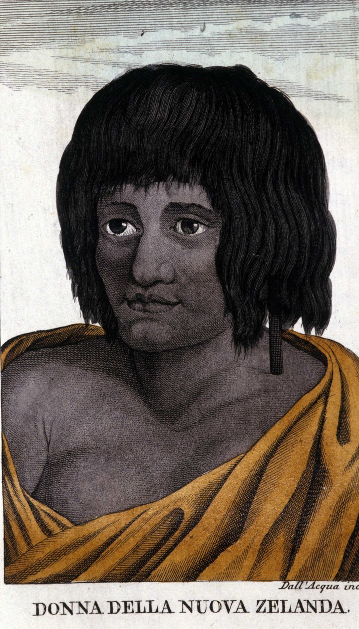 Femme maorie de Nouvelle-Zélande. Gravure du début du 19ème siècle - Unknown artist