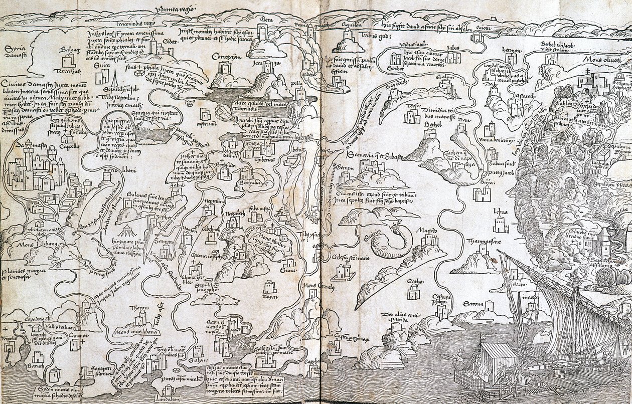 Carte de Palestine - dans « Les Saintes Pérégrinations » par Bernard de Breydenbach - Unknown artist