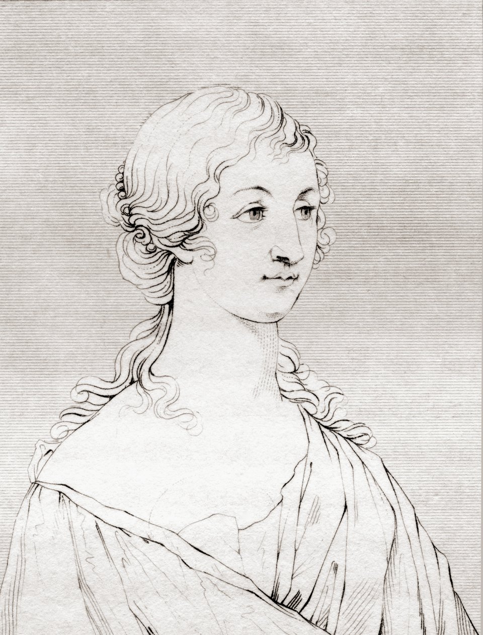 Marie-Madeleine Pioche de La Vergne, Gräfin von La Fayette, c. 1634 – 1693, aus der Historischen Galerie der Porträts und Gemälde, veröffentlicht 1808 von Unknown Artist