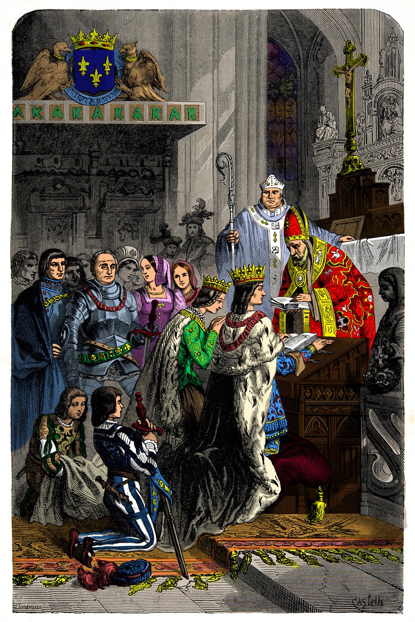 Mariage entre Charles VIII (1470-1498) et Anne de Bretagne (1477-1514) le 13 décembre 1491 au château de Langeais, Gravure XIXe siècle - Unknown artist