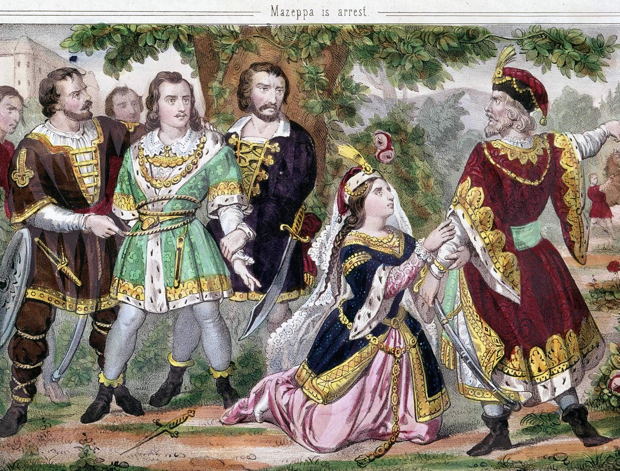 Mazeppa arrêté. Illustration pour le poème « Mazeppa » de Lord Byron publié en 1819. XIXe siècle - Unknown artist