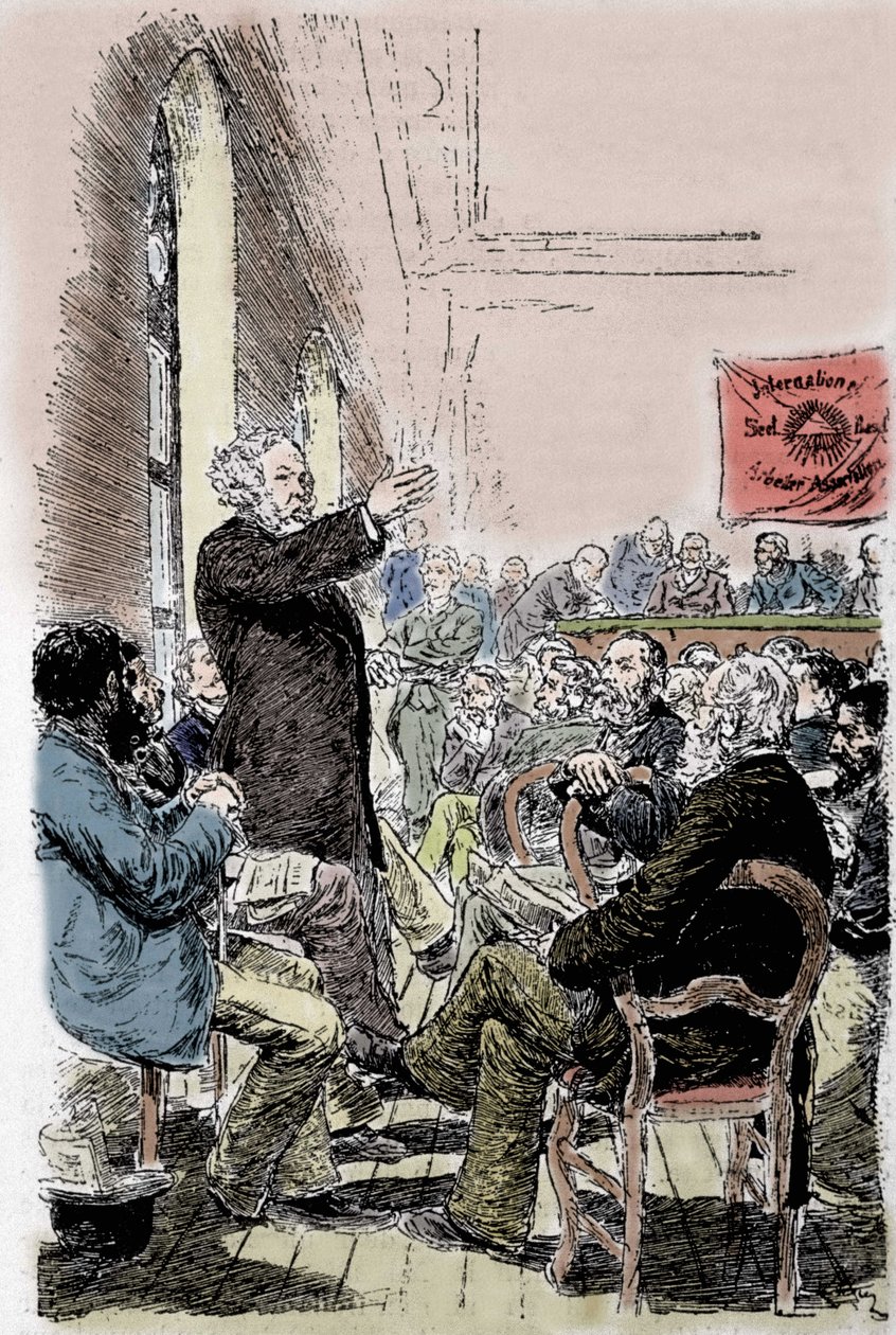 Mikhail Aleksandrovich Bakunin (1814-1876), anarchiste russe au Congrès de Bâle en Suisse en septembre 1869 - Unknown artist