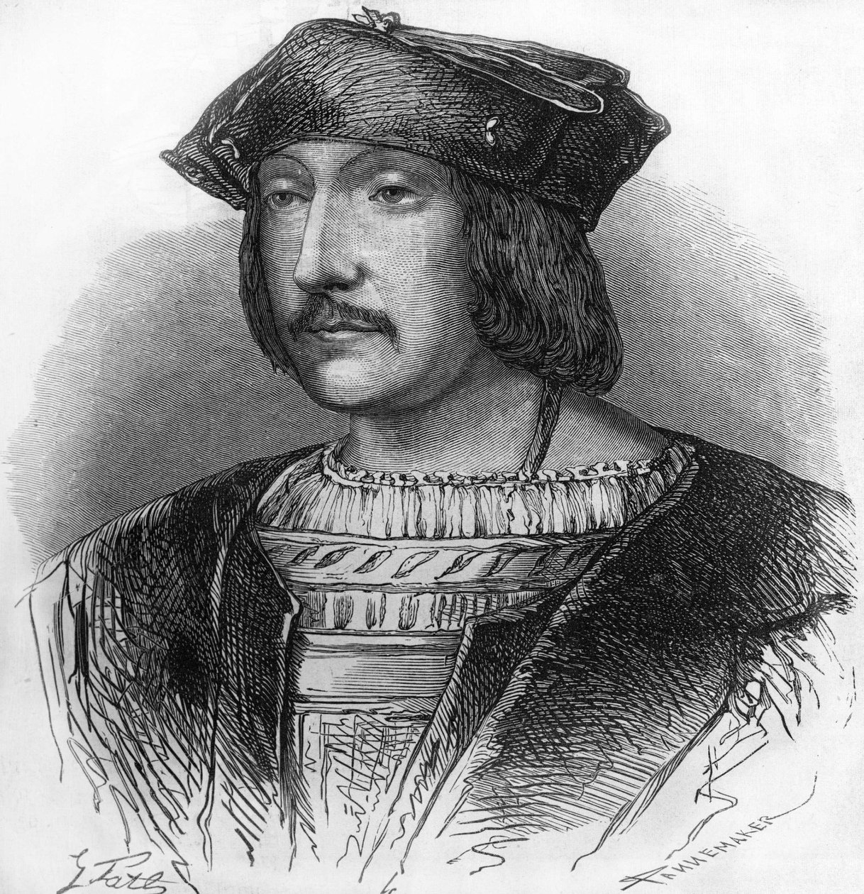 Monseigneur Lautrec (XVIe siècle), qui a causé la perte de la guerre française en Italie. Gravure du XIXe siècle - Unknown artist