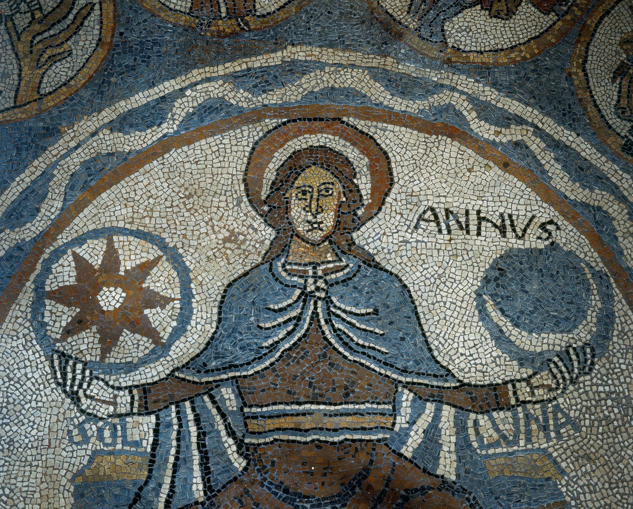 Sol en mosaïque représentant les mois de l