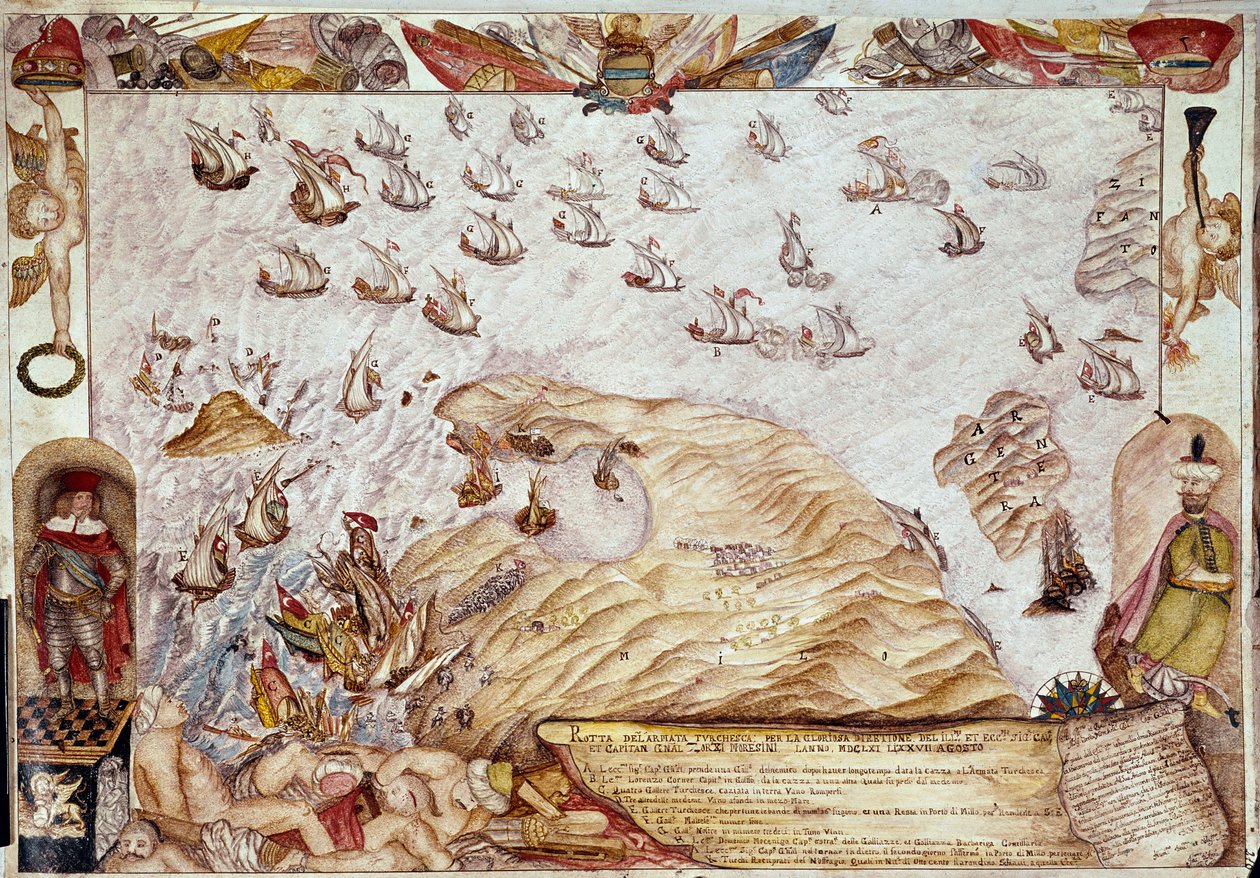 Bataille navale entre les flottes turque et vénitienne en 1661 - Unknown artist