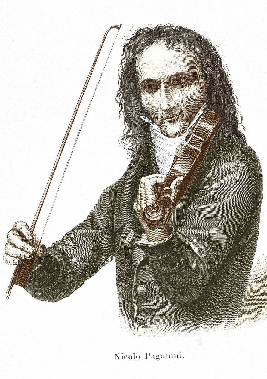 Niccolo Paganini (1782 - 1840) joue sur son Stradivarius. - Unknown artist