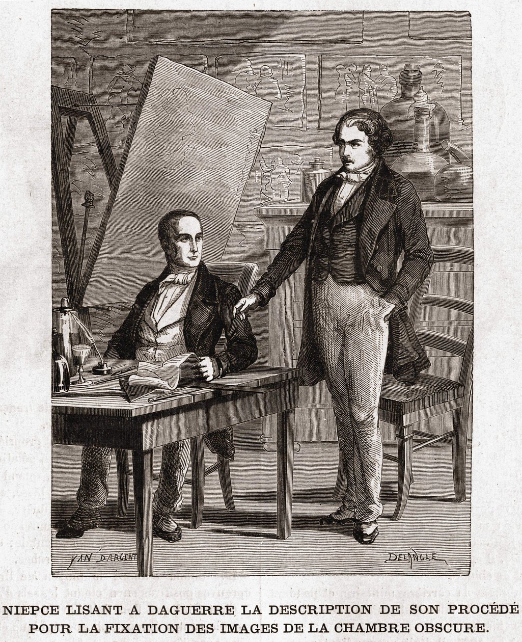 Niepce lisant à Louis Daguerre la description de l
