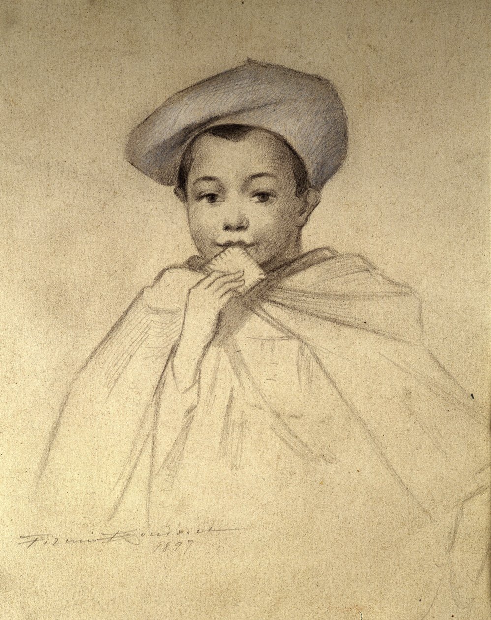 Portrait original utilisé comme logo pour les boîtes de biscuits LU - Unknown artist