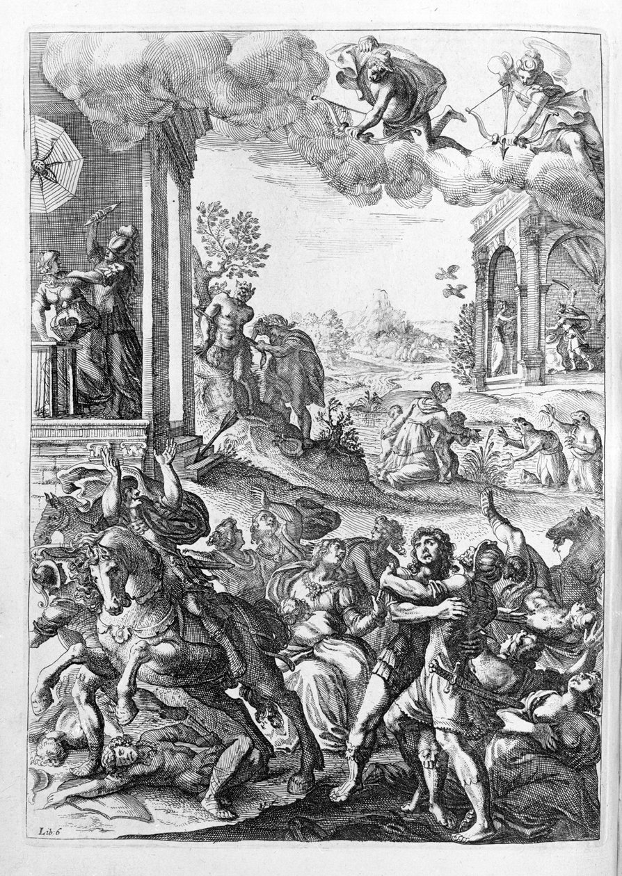 Ovide (Ovidius) - illustration pour le livre 15 - (P. Ovidii Nasonis Metamorphose libri XV um notis TH. Farnabii.) note de Thomas Farnaby (Farnabia) (1575-1647) - Unknown artist