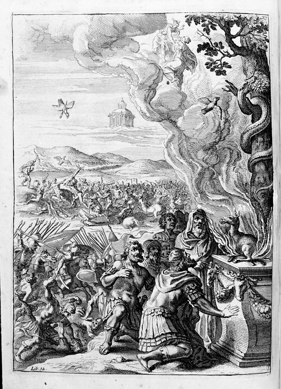 Ovide (Ovidius) - illustration pour le livre 15 - (P. Ovidii Nasonis Metamorphose libri XV um notis TH. Farnabii.) note par Thomas Farnaby (Farnabia) (1575-1647) - Unknown artist