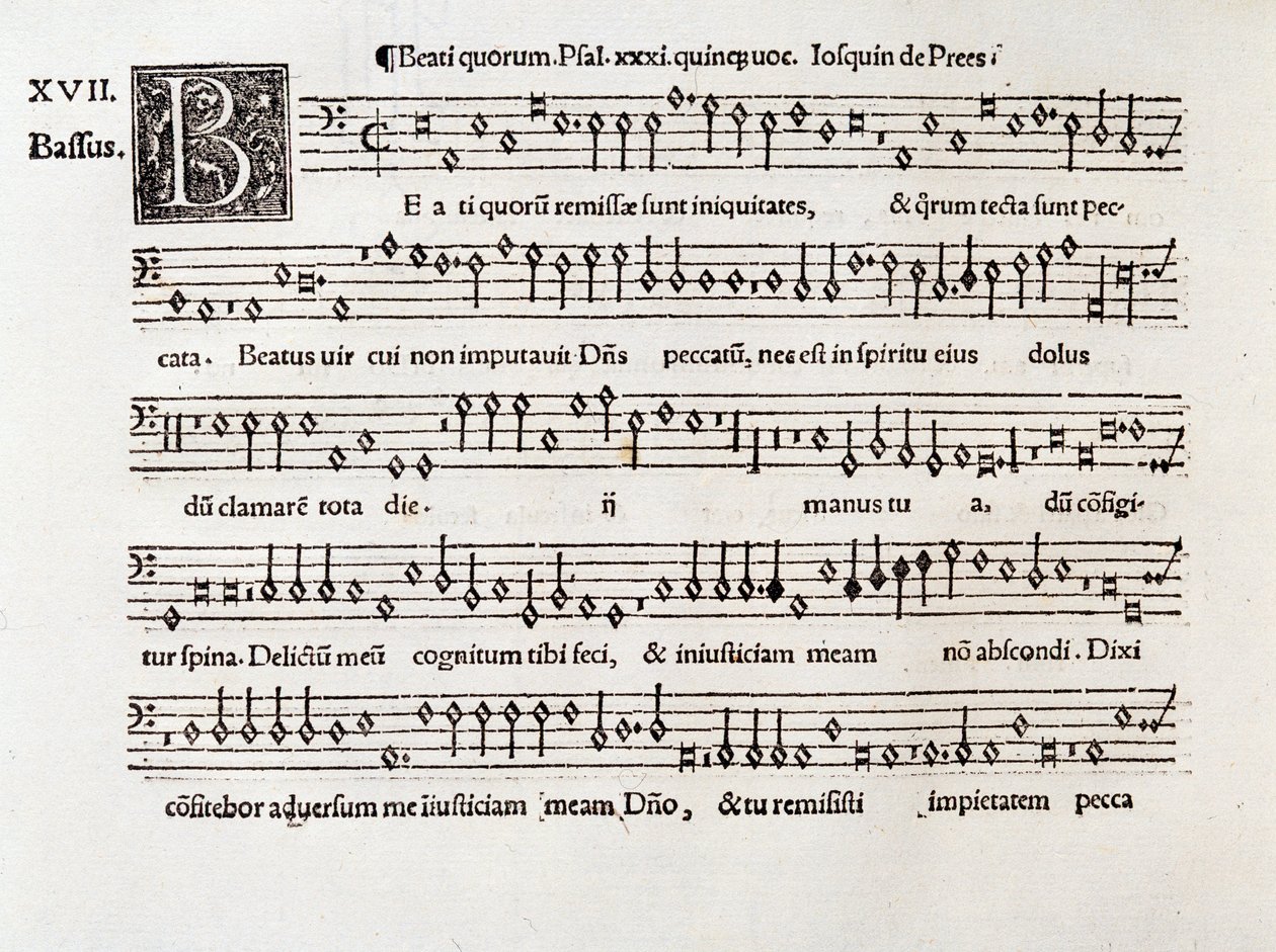 Page de la partition musicale de Beati quorum psalm XIII par Willaert (1538) - Unknown artist