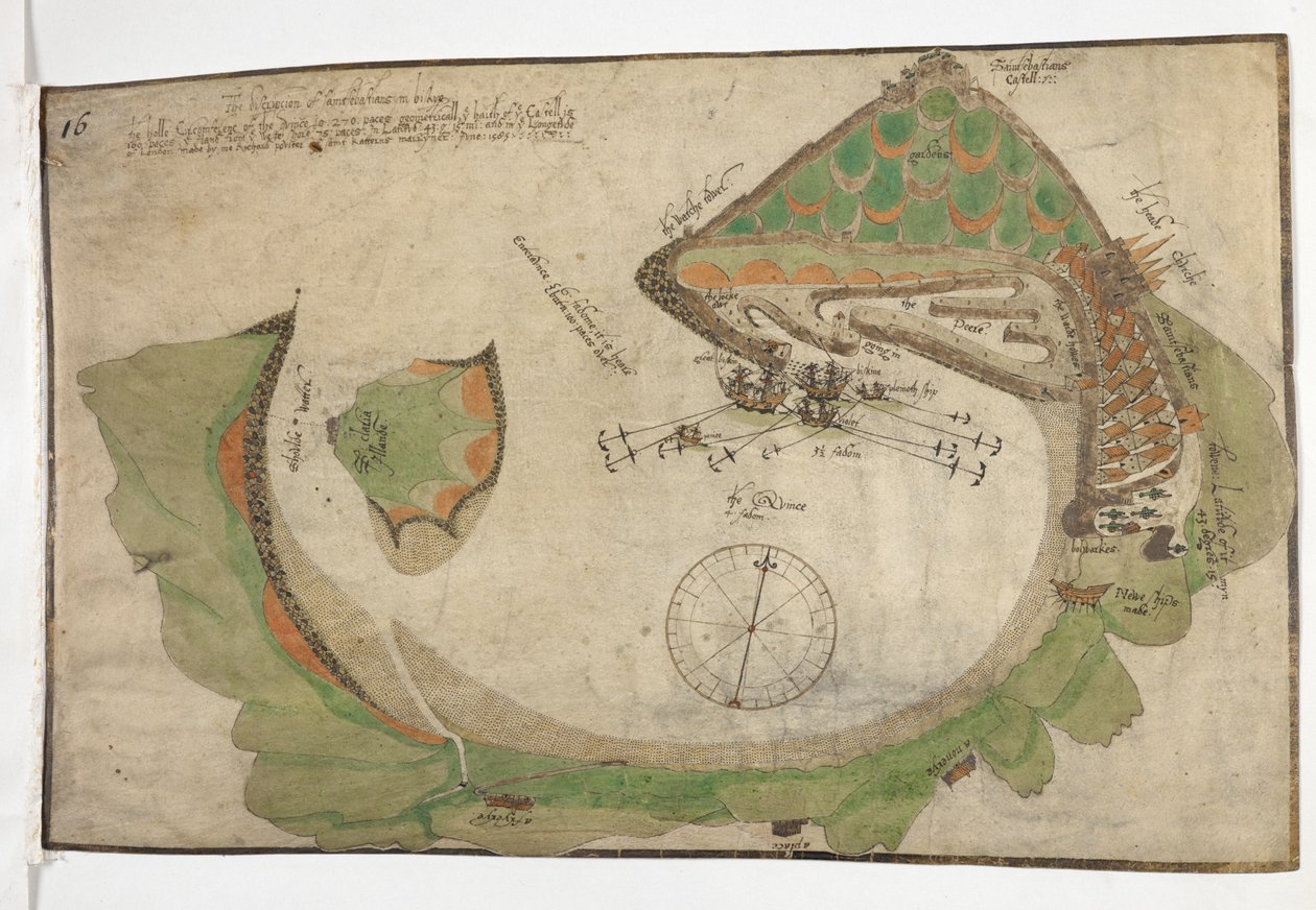 Plan de la ville et du port de Saint-Sébastien, dessiné par Richard Poulter, juin 1585 - Unknown artist