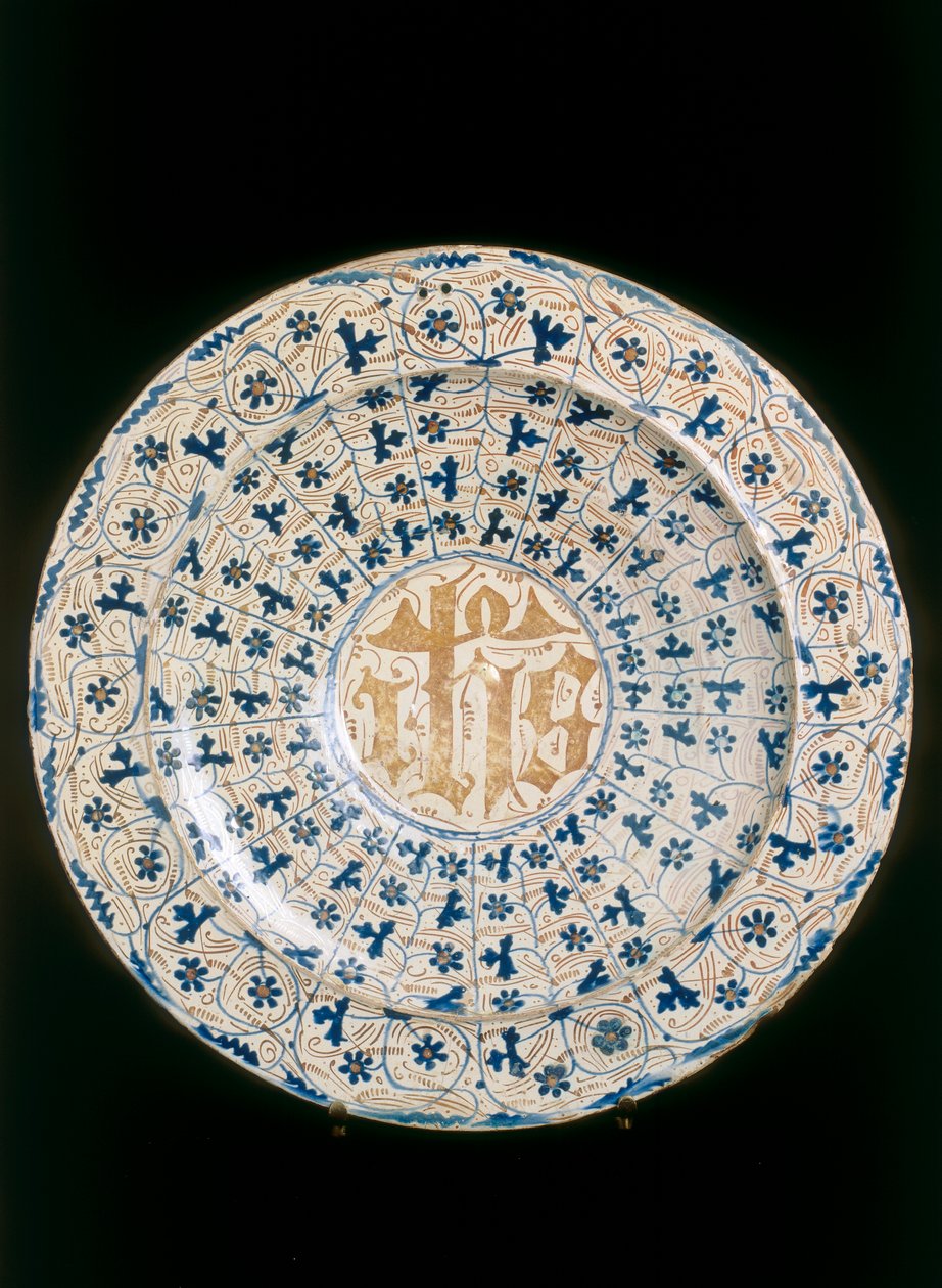 Assiette avec monogramme cristallisé, manufacture de Valence - Unknown artist