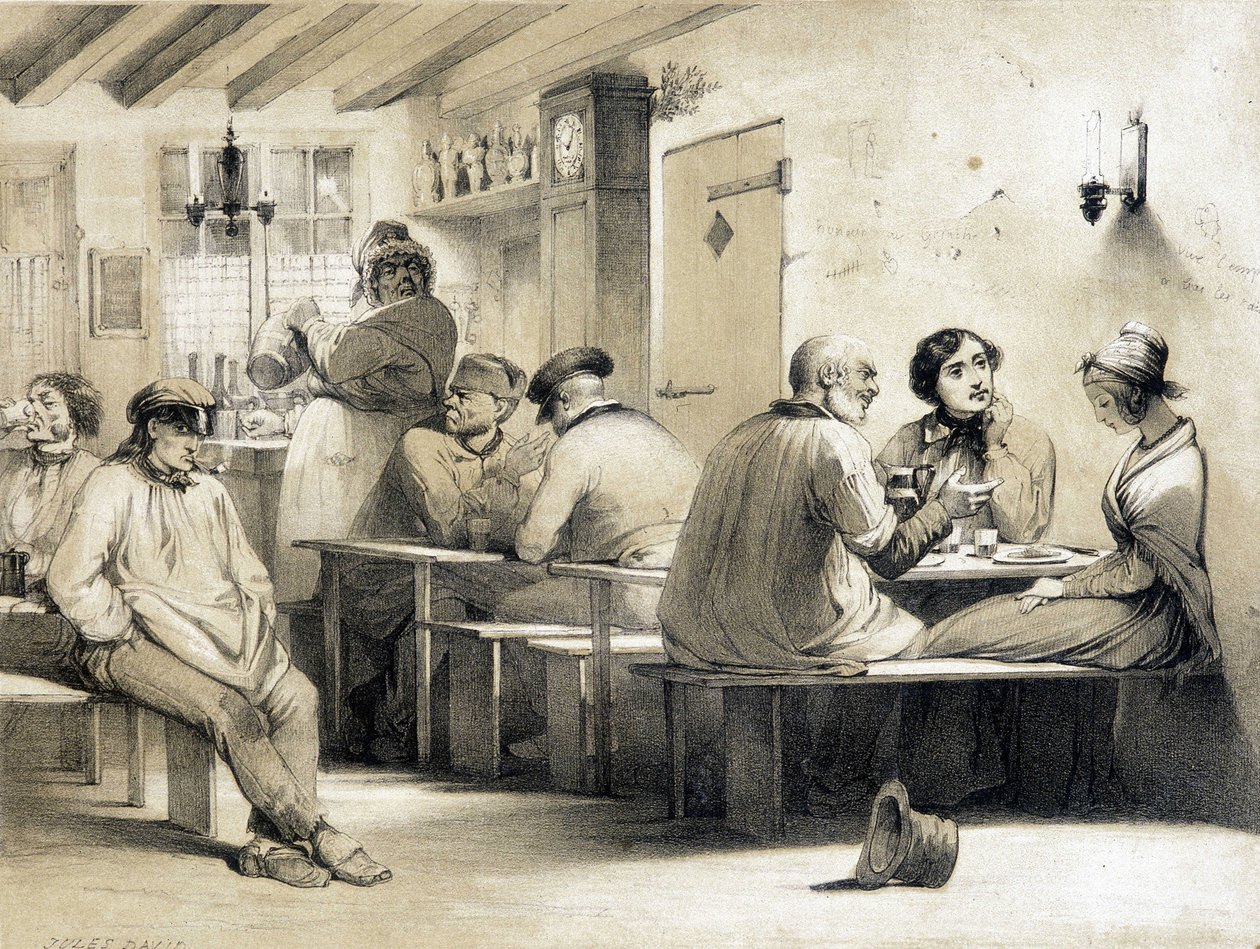 Auberge populaire "Le Carpet Franc". Illustration du XIXe siècle - Unknown artist