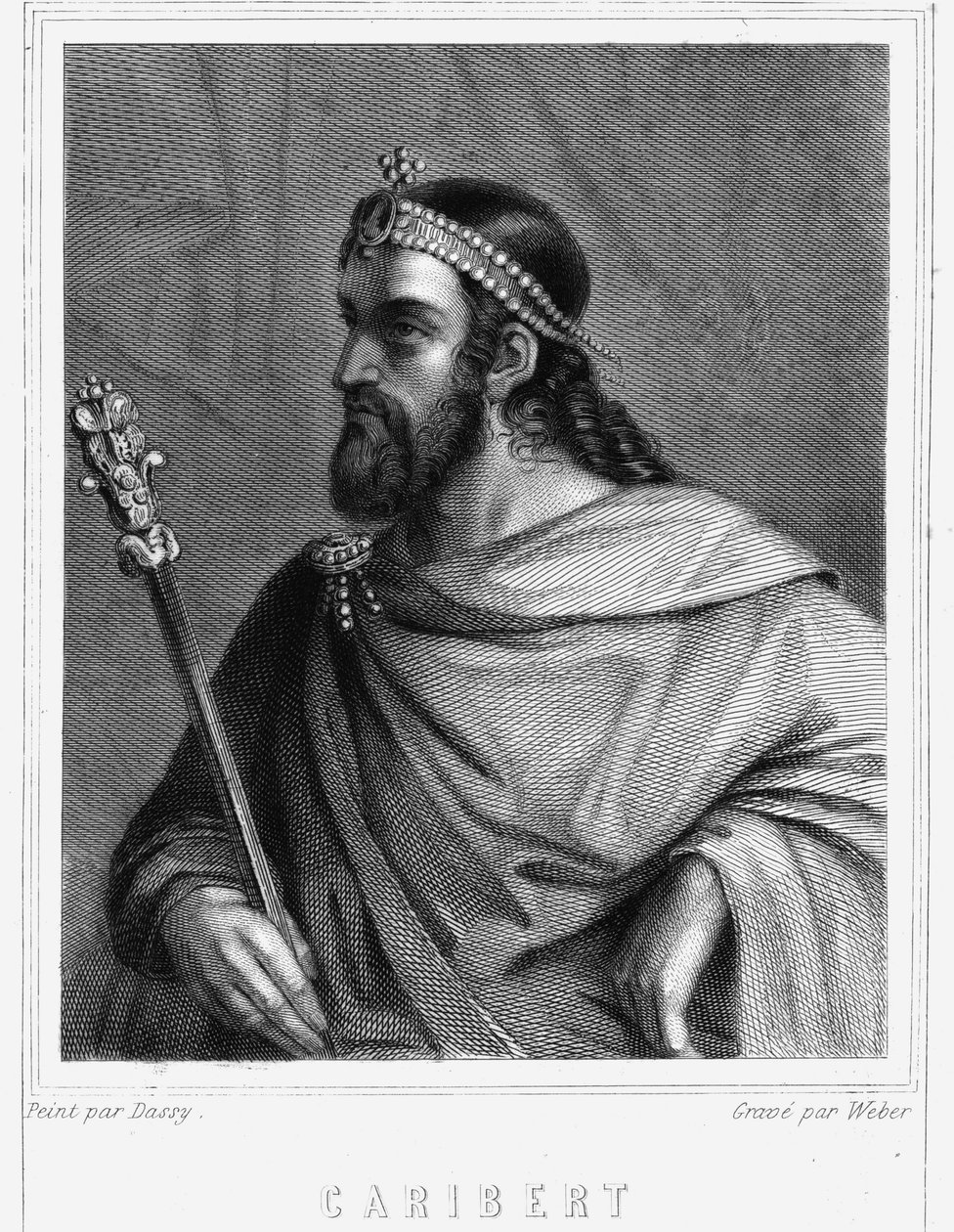Portrait de Caribert (? -?), Roi de Paris (561-567) - dans "Histoire des Français" de Lavallée, gravure, sd - Unknown artist