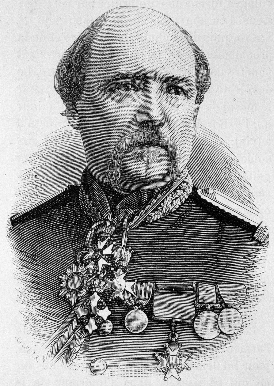 Portrait du général Coffinières. Gravure de la fin du 19ème siècle dans « Histoire de France » de H. Martin - Unknown artist