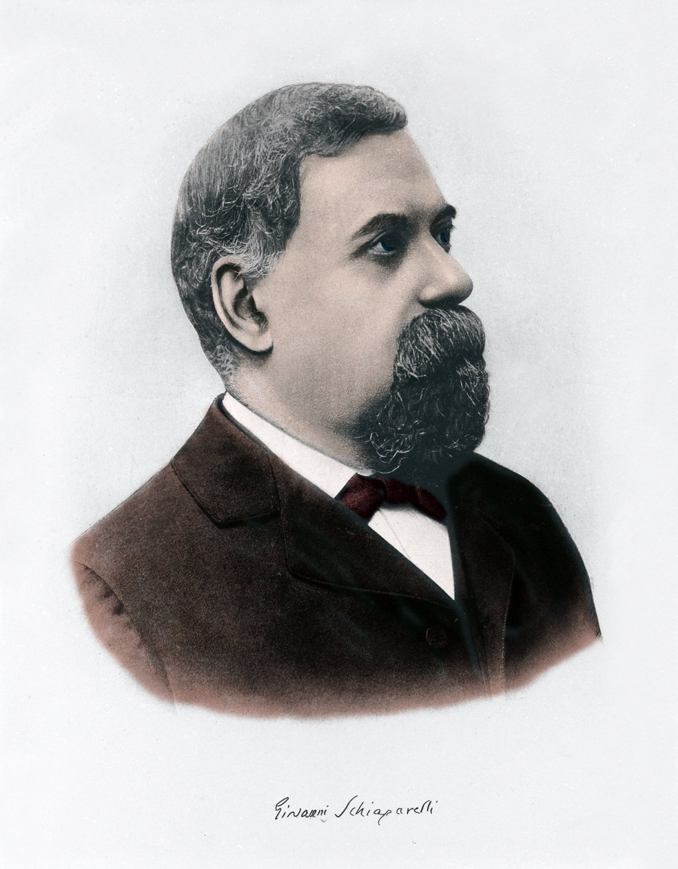 Portrait de Giovanni Virginio Schiaparelli (1835-1910) astrophysicien. Il observa sur la planète Mars des configurations rectilignes qu