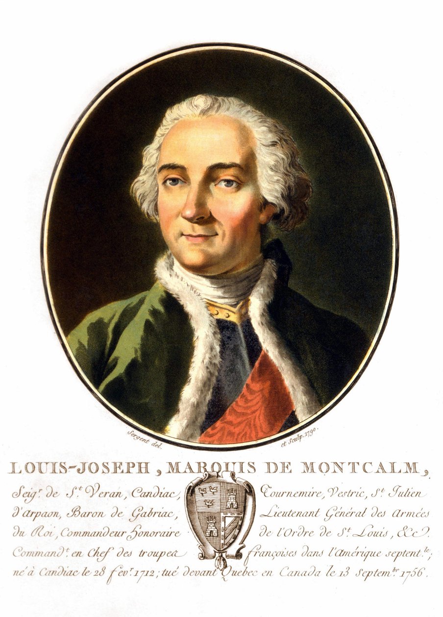 Portrait de Louis-Joseph, Marquis de Montcalm de Saint-Véran (1712-1759). Général français, il est mort en essayant de défendre Québec contre les Anglais. Gravure du XIXe siècle. - Unknown artist