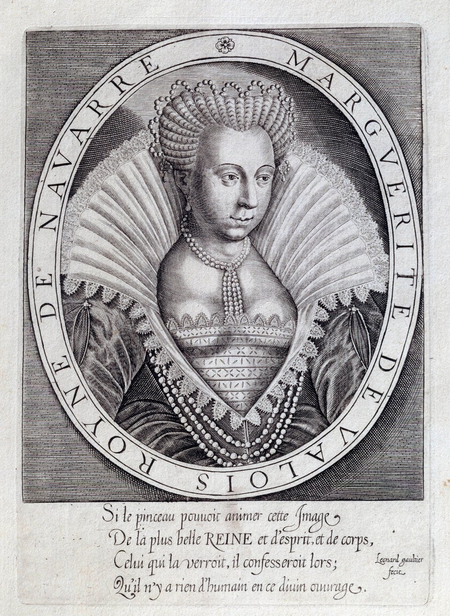 Portrait de Marguerite de Valois (1553 - 1615) connue sous le nom de Reine Margot. Gravure du 16e siècle. Pau, Musée du Château - Unknown artist