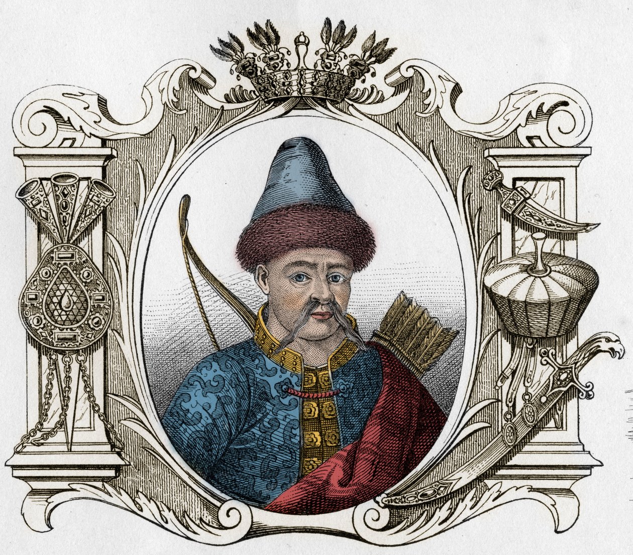 Portrait du monarque mongol Timur (Tamerlan) (1336-1405) - Tamerlan (1336-1405) (ou Timur Lang, « Timur le boiteux ») Gravure de 1861 - Unknown artist