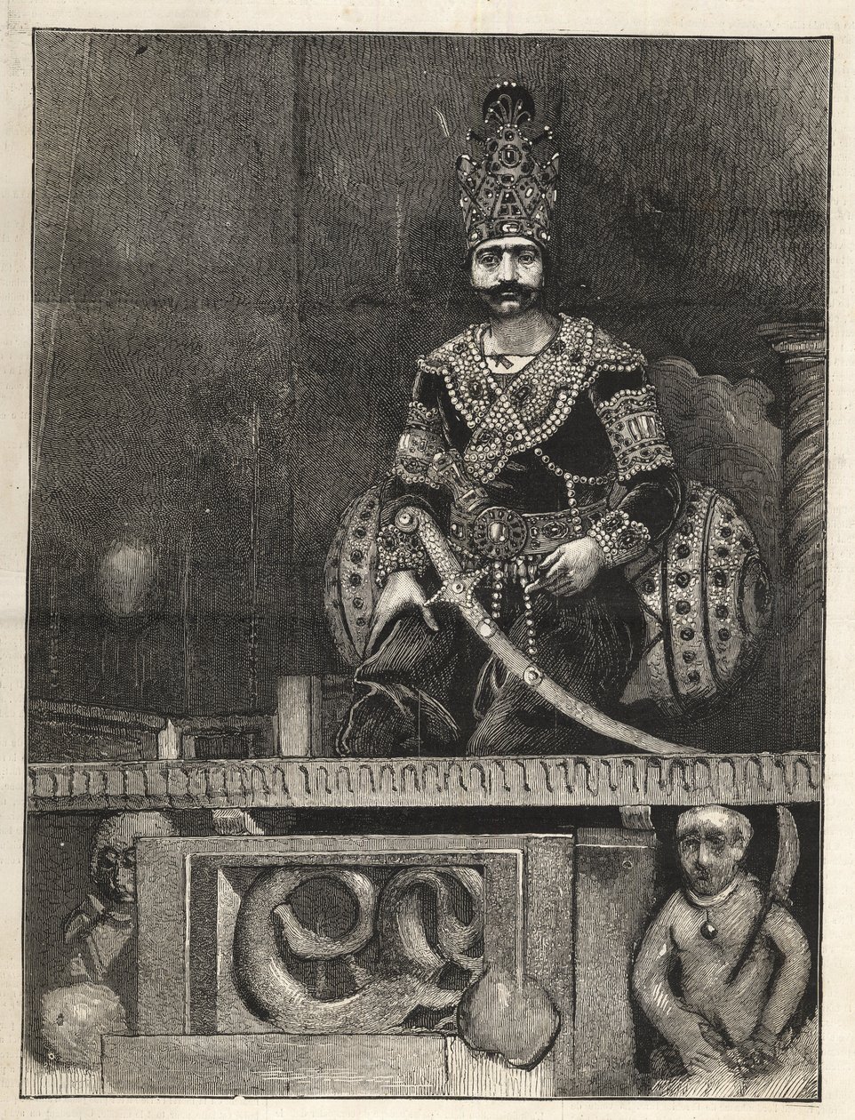 Portrait de Nasser Ed Din (1831-1896), Shah de Perse (Iran). Aussi appelé Nasseredin Shah, Nasserer-al-Din Shah Qajar, Nasser al-Din Shah Qajar, Nassiruddin Shah - (1831-1896) - 1873 - Unknown artist