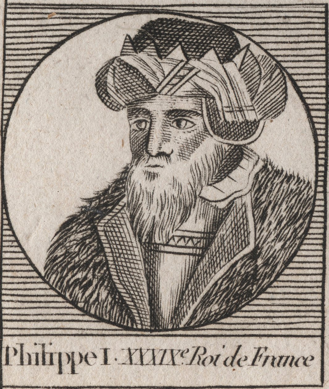 Portrait de Philippe Ier (1060 - 1108), Roi de France - Philippe Ier (1053-1108) Roi de France - gravure de "Instruction sur l
