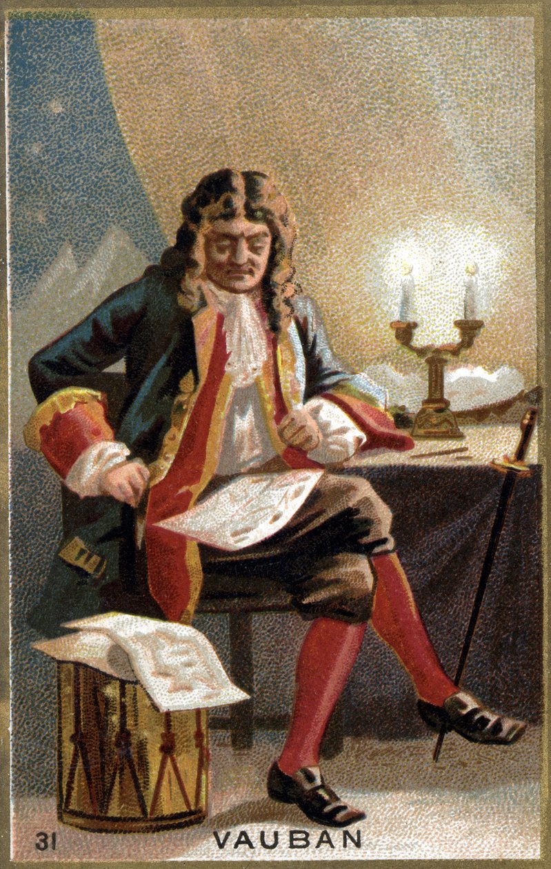 Portrait de Vauban (1633 - 1707). (Sébastien Le Prestre de Vauban) Maréchal de France et ingénieur militaire. Chromolithographie du 19e siècle. - Unknown artist
