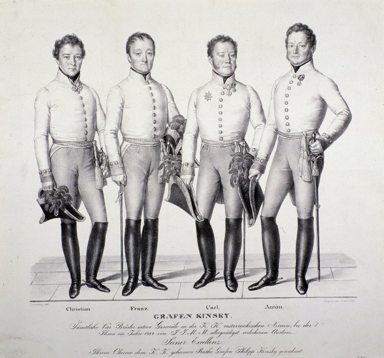 Portrait des princes de la famille Kinsky de Bohême: Christian, Franz, Carl et Anton - Unknown artist