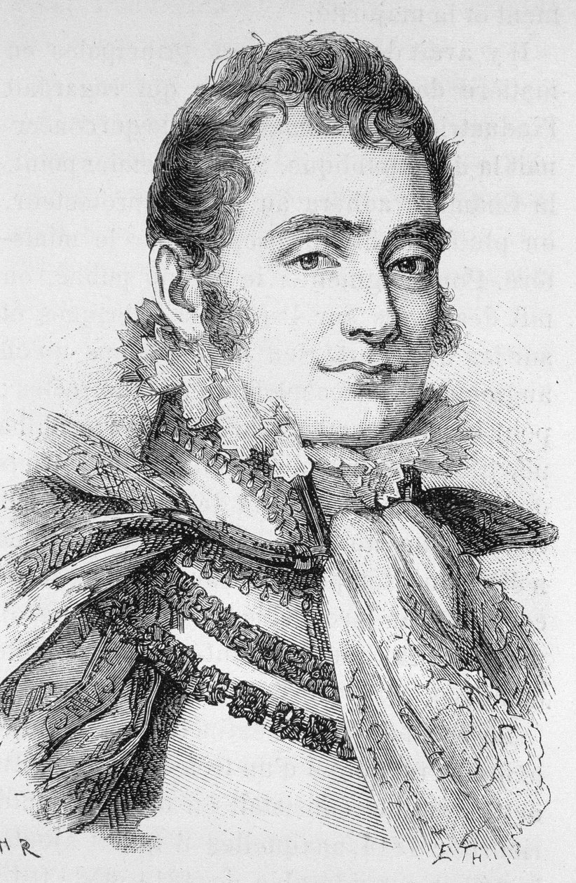 Portrait du Duc de Berry (1778 - 1820). Gravure de la fin du 19ème siècle dans "Histoire de France" par H. Martin - Unknown artist